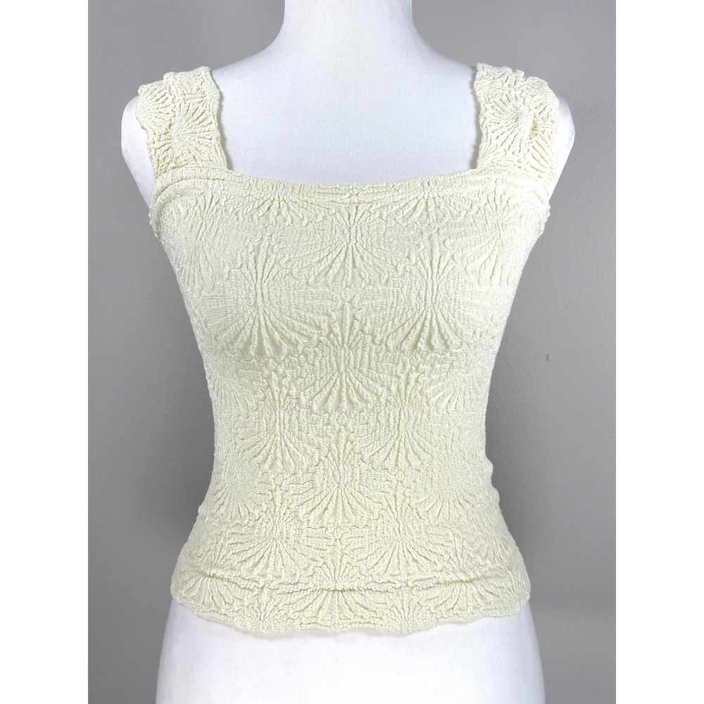 Intimately Free People Tank Top Womens XS Cream Textured Floral Balletcore Boho
